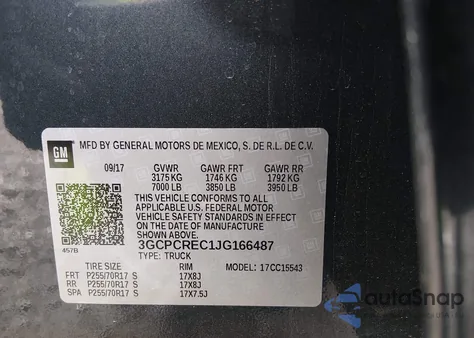 2018 Chevrolet Silverado 1500 1Lt z USA, uszkodzony, nr VIN 3GCPCREC1JG166487